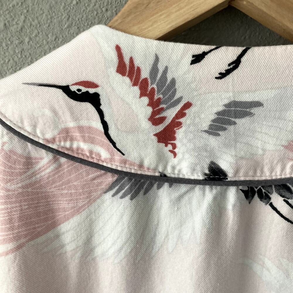 Forever 21 Longline Kimono Robe Coverup - Cranes - Pink White Black - Large - Picture 6 of 7